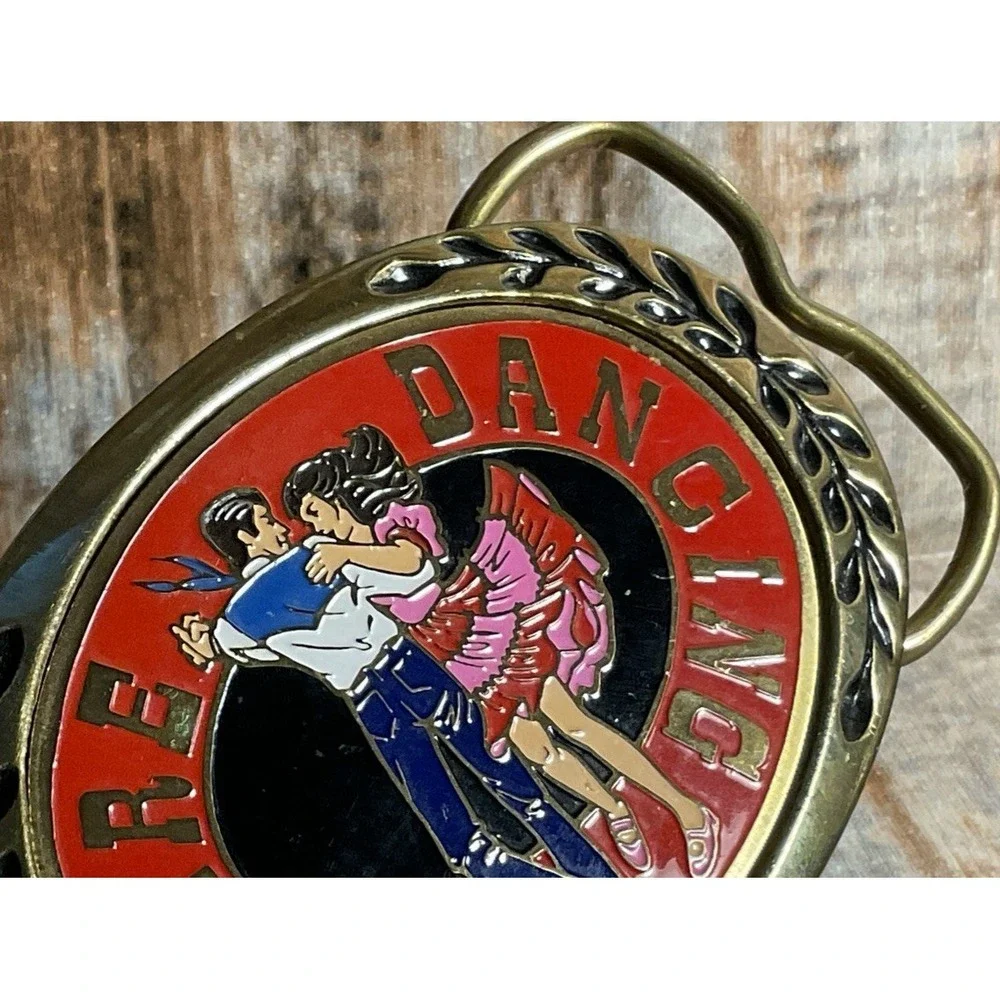 Vintage Square Dancing Solid Brass Belt Buckle
